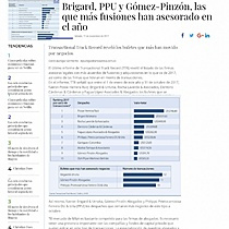 Brigard, PPU y Gmez-Pinzn, las que ms fusiones han asesorado en el ao